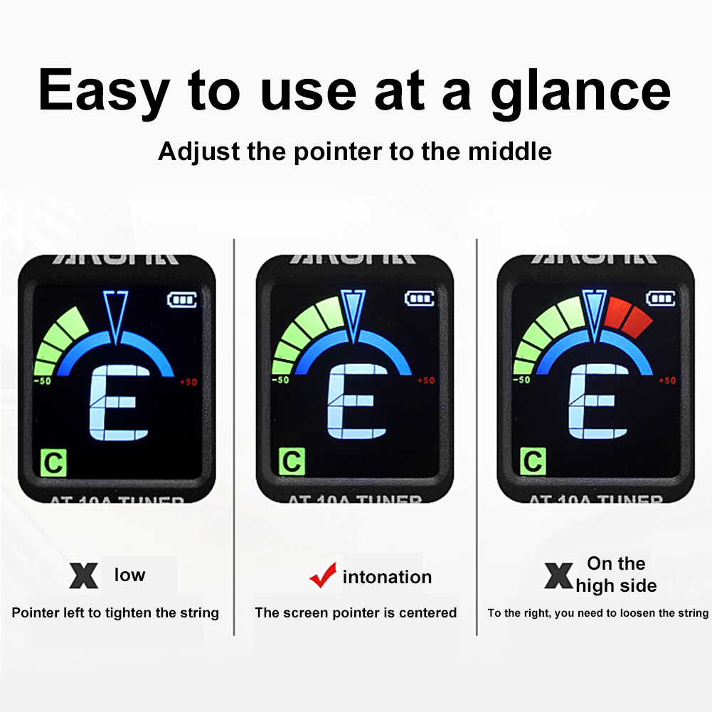 Guitar Tuner Clip - 3-1PC Guitar Tuner Foldable Rotatable Clip-On