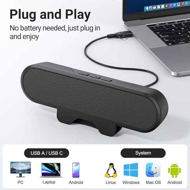 Audio Music Free Online - Portable Clip-on USB Soundbar 10W High-Power