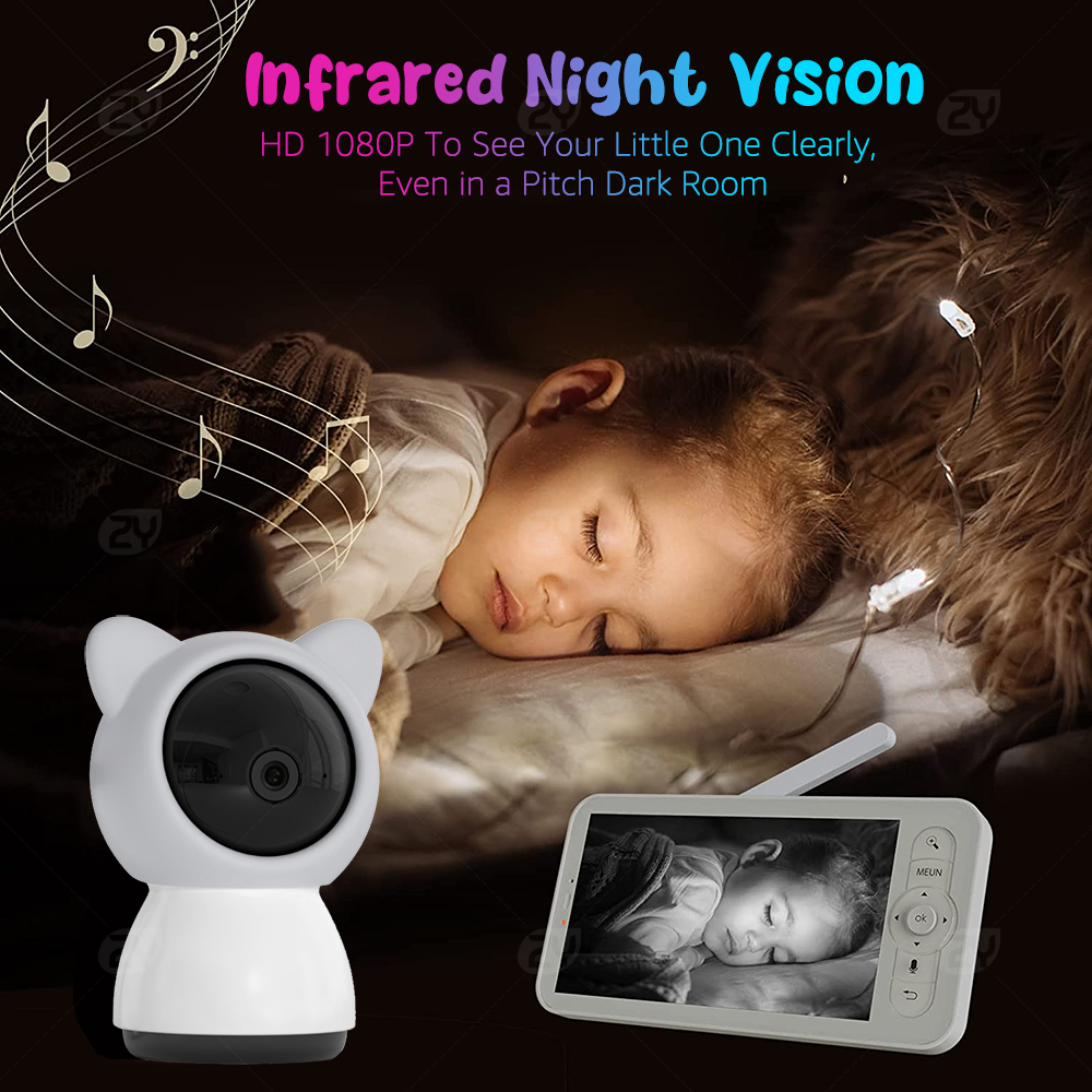 2K/3MP 5-inch Wireless Baby Mo - Audio Detect Music 评论和价格