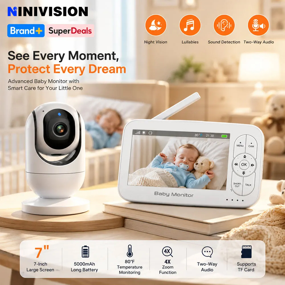 7-Inch 1080P Baby Monitor with - Audio Detect Music 评论和价格