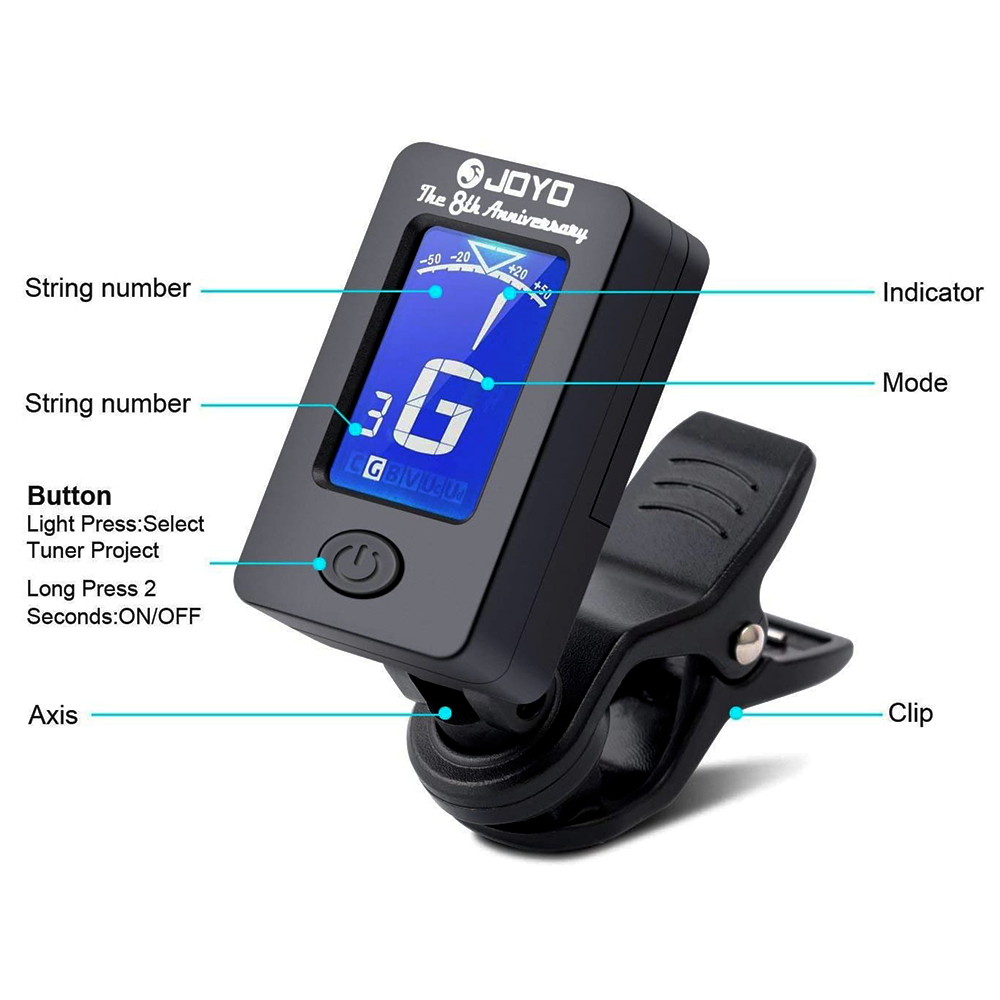 JOYO Guitar Tuner JT-01 360 De - Guitar Tuner Clip 评论和价格