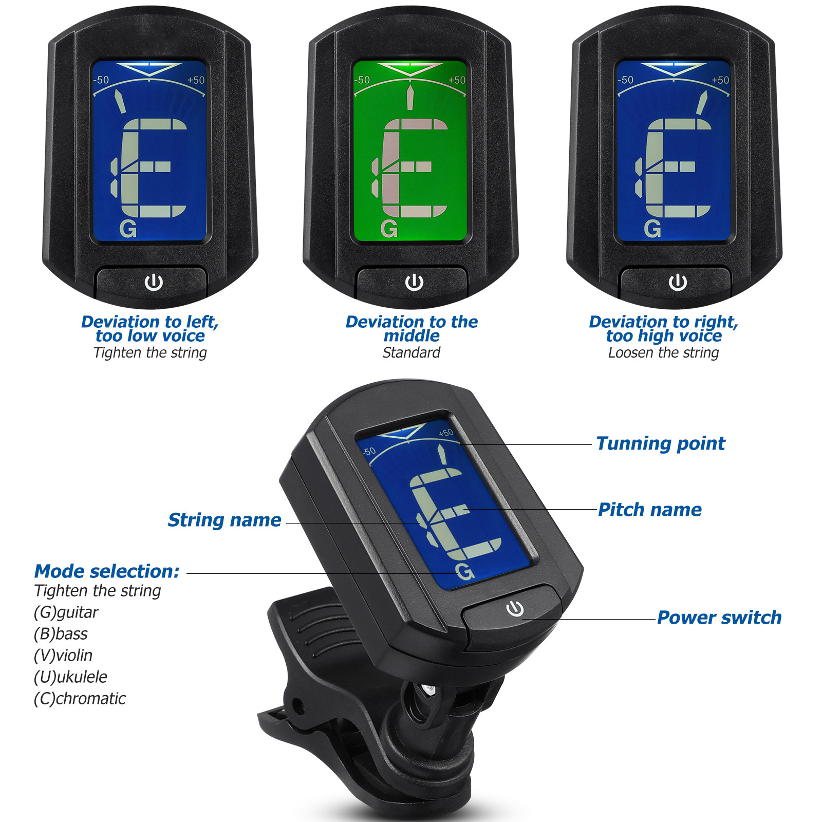 Eno Et-33 Mini Clip-on Digital - Guitar Tuner Clip 评论和价格