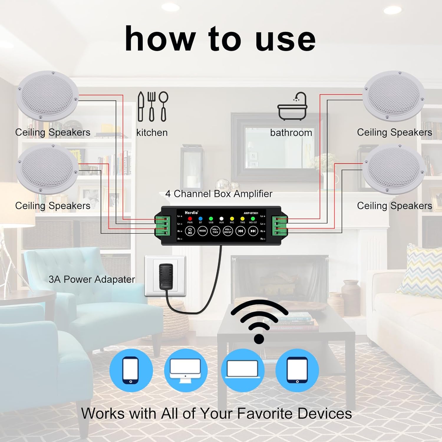 Herdio 4Pcs 320W Wall In Ceili - Audio Music Store 评论和价格