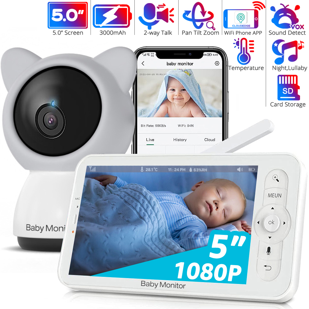 HD WiFi Baby Monitor with APP, - Audio Detect Music 评论和价格
